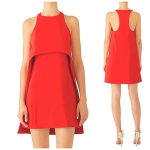 KaufmanFranco Red Cape Double Layer Sleeveless Cocktail Dress size 6 8 10